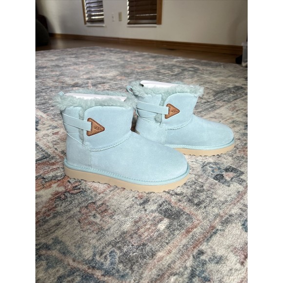 UGG Boots Womens Sz 6 Urchin Flex Bailey Mini Suede Shearling Baby Blue Wool New - Picture 4 of 15
